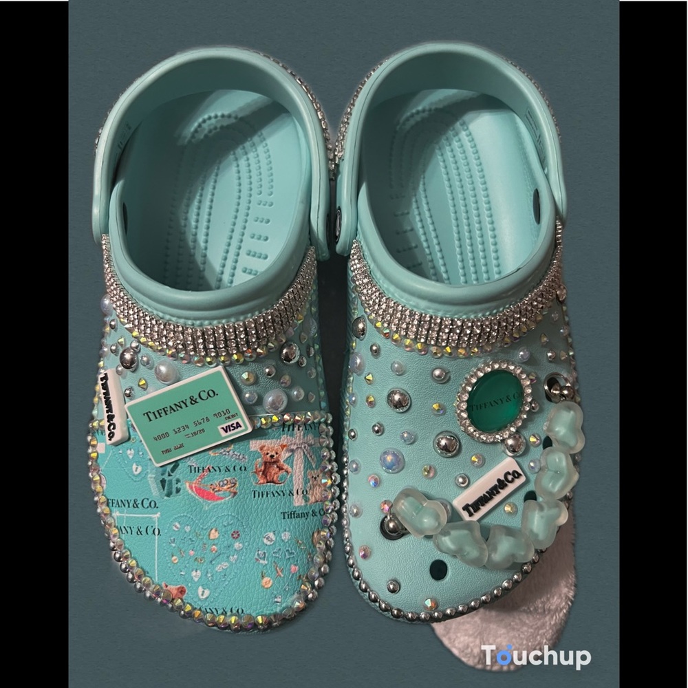 Tiffany blue Blinged out crocs